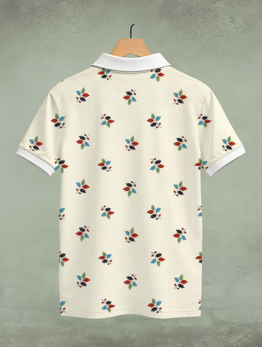 Small Leaf Pattern Printed Polo #PP110
