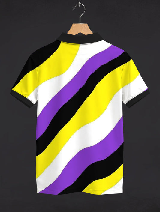 Multicolours Striped Printed Polo Tee #PP138