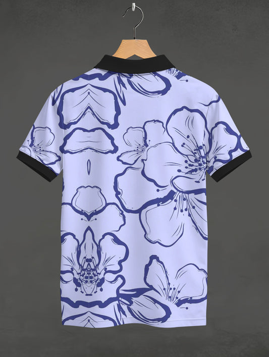 Big Floral Printed Polo Tee #PP153