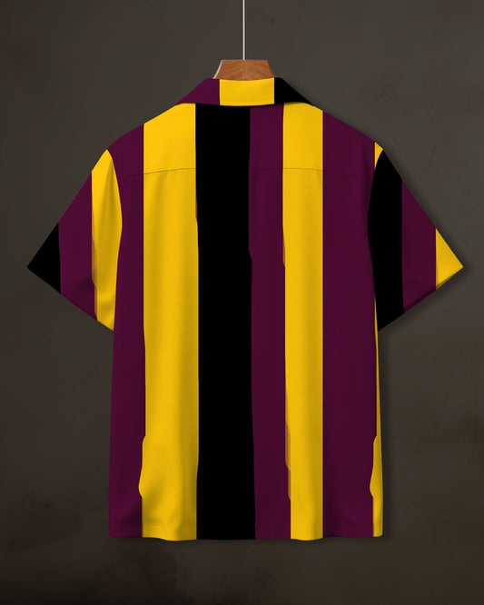 Yellow Black Stripe Printed Shirt