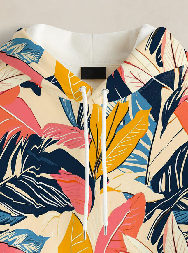 Colourful Leaves Printed Hoodie #101