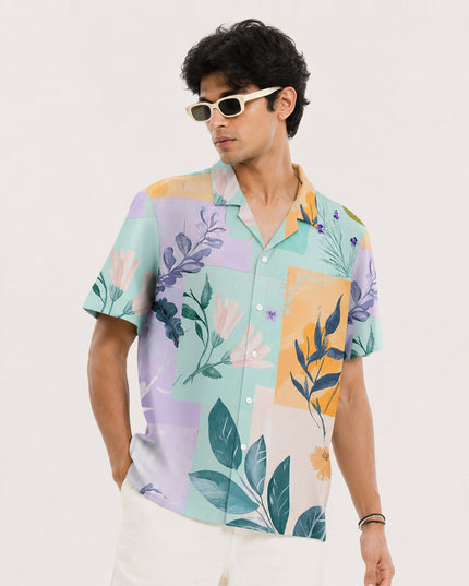 Artistic Floral Collage Printed Shirt
