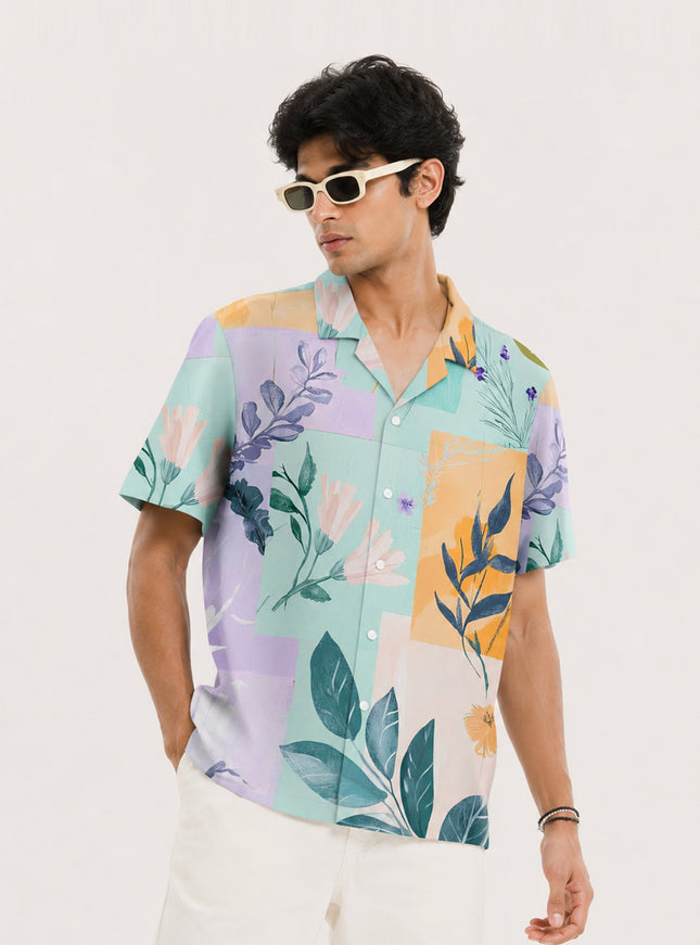 Artistic Floral Collage Printed Shirt