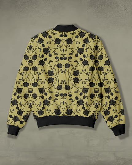 Black Floral Print Bomber Jacket #BJ109