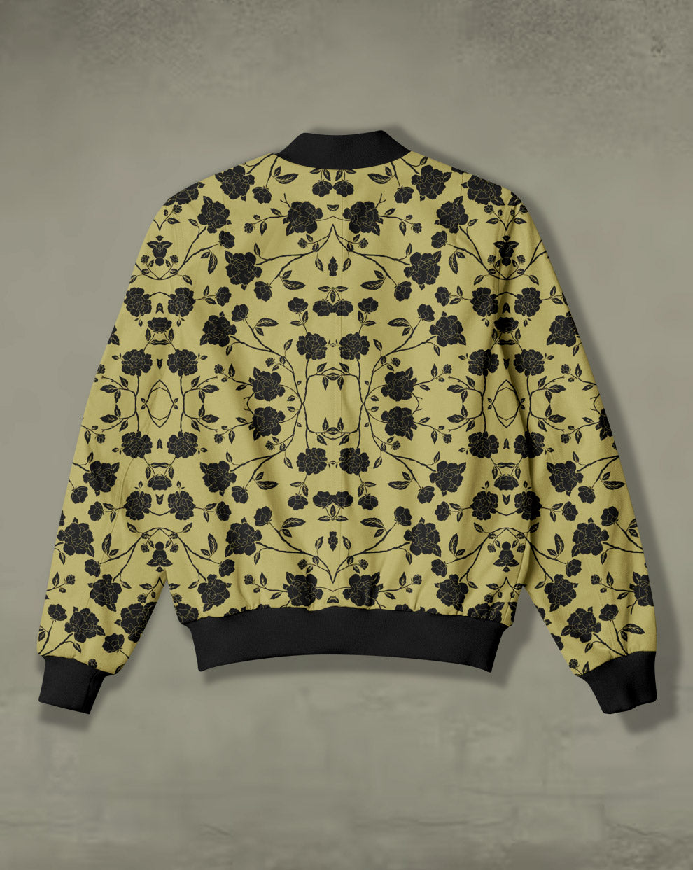 Black Floral Print Bomber Jacket #BJ109