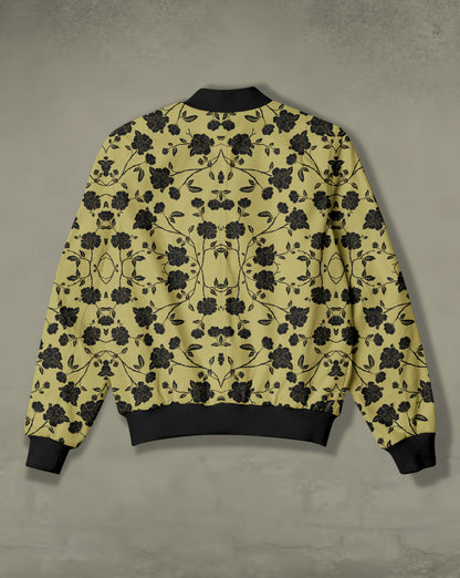 Black Floral Print Bomber Jacket #BJ109