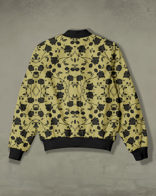 Black Floral Print Bomber Jacket #BJ109