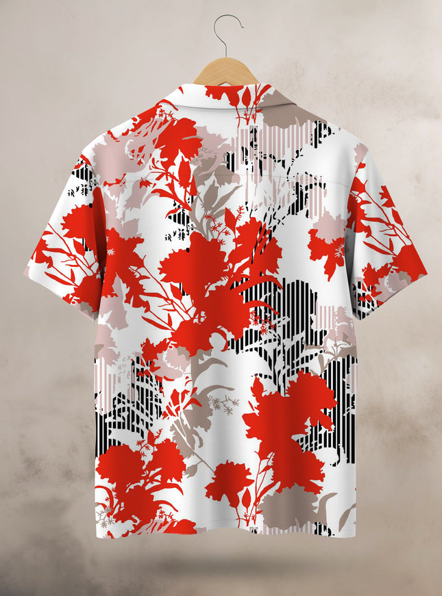 Red Floral Art Printed Shirt