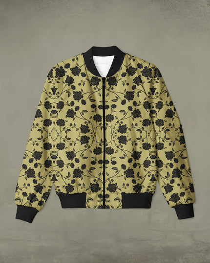 Black Floral Print Bomber Jacket #BJ109