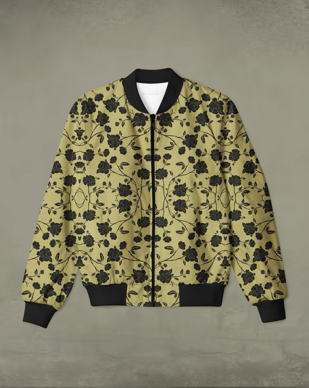 Black Floral Print Bomber Jacket #BJ109