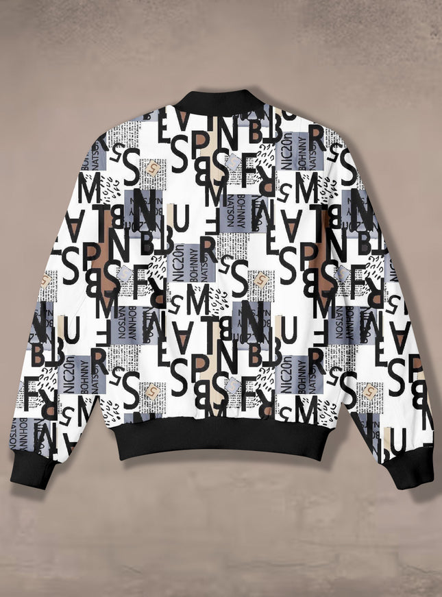 The Alphabet Print Bomber Jacket #BJ110