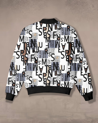 The Alphabet Print Bomber Jacket #BJ110