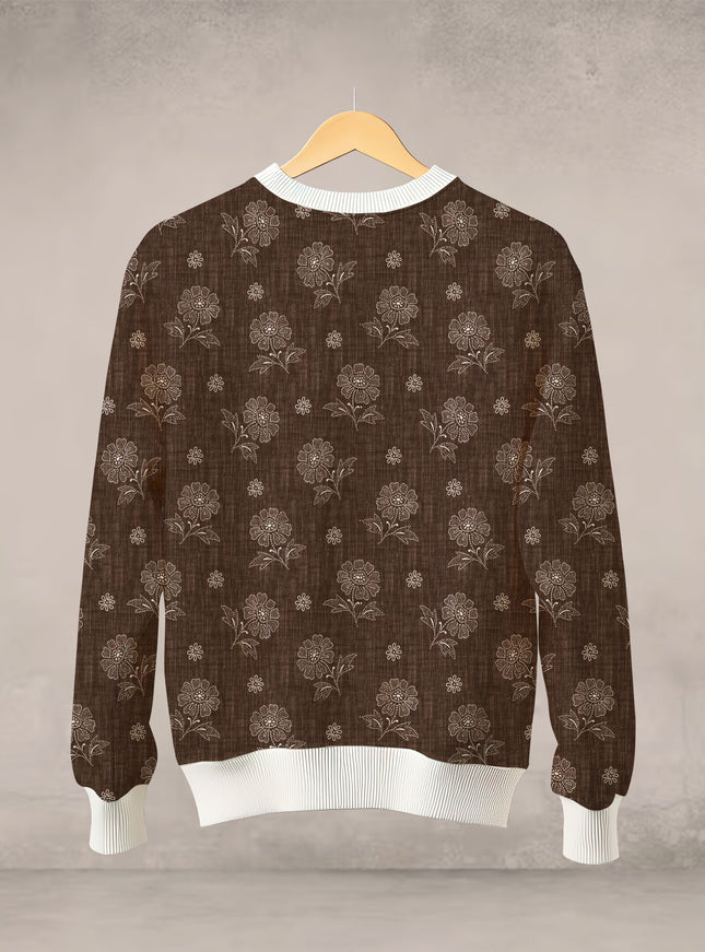 Floral Brown Seamless Printed Sweatshirt #115