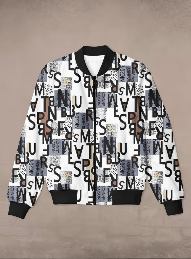 The Alphabet Print Bomber Jacket #BJ110