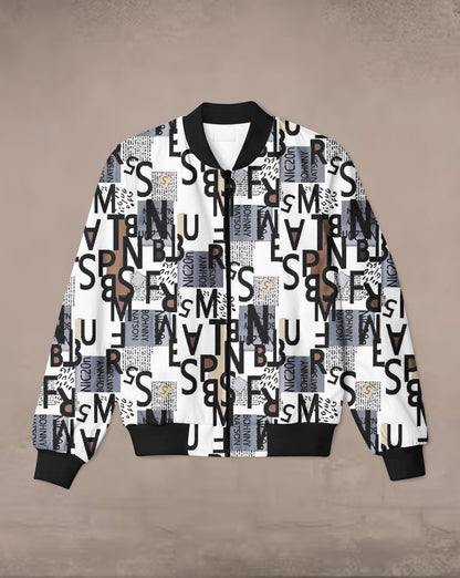 The Alphabet Print Bomber Jacket #BJ110