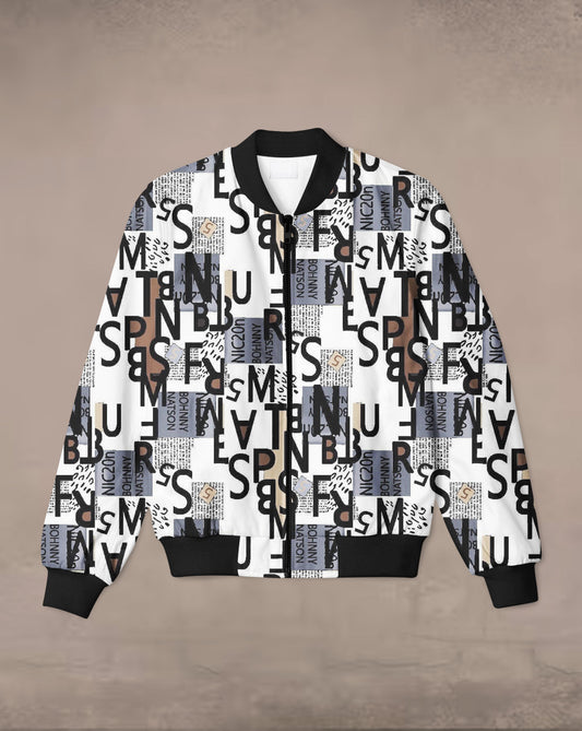 The Alphabet Print Bomber Jacket #BJ110