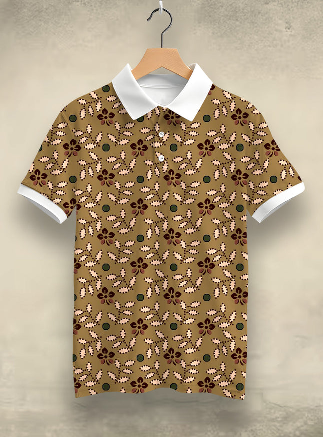 Hand Drawn Floral Printed Polo #PP111