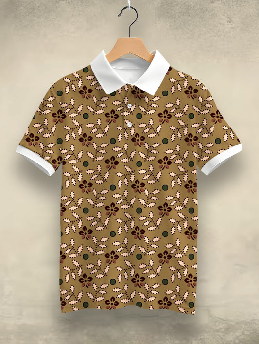 Hand Drawn Floral Printed Polo #PP111