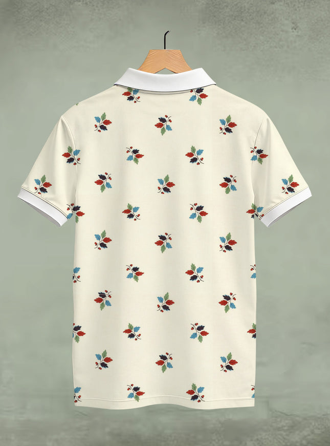 Small Leaf Pattern Printed Polo #PP110