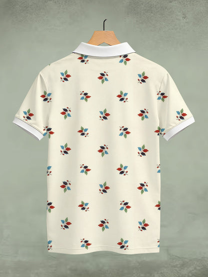 Small Leaf Pattern Printed Polo #PP110