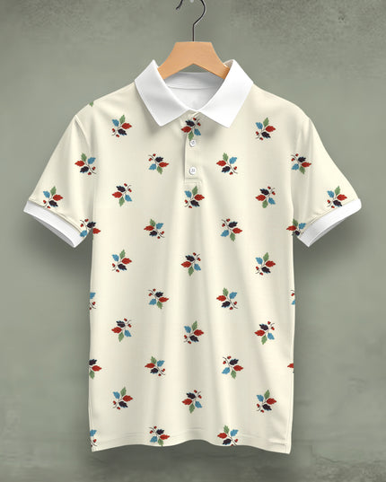 Small Leaf Pattern Printed Polo #PP110