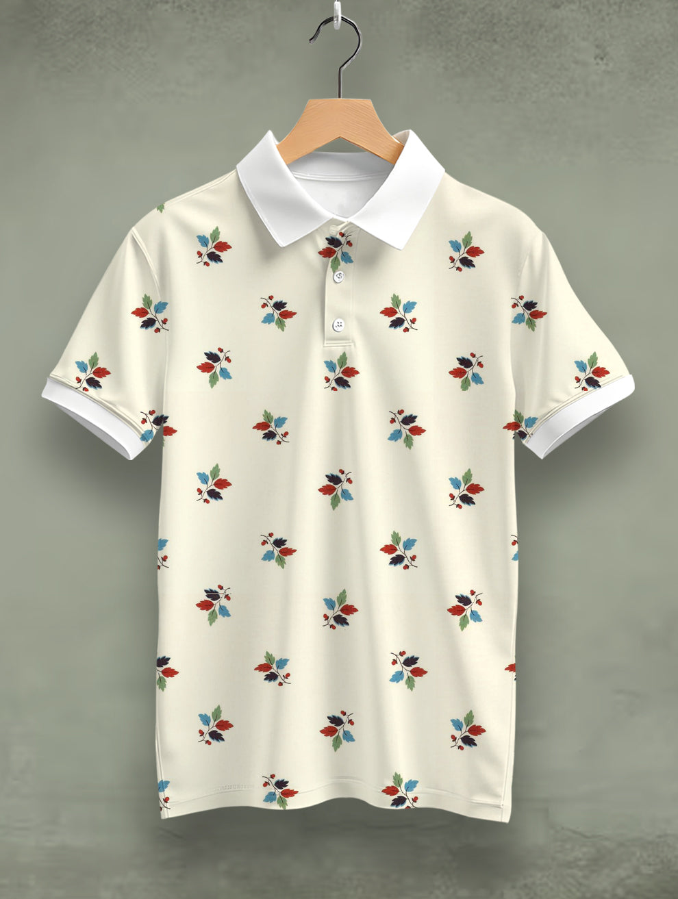 Small Leaf Pattern Printed Polo #PP110