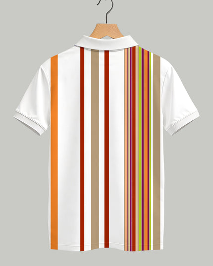 Earth Tone Striped Print Polo Tee #PP189