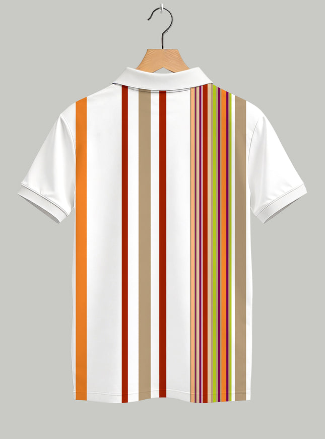 Earth Tone Striped Print Polo Tee #PP189