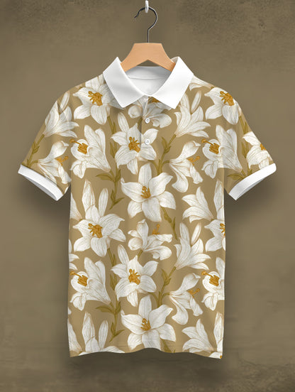 Lily Floral Printed Polo #PP109