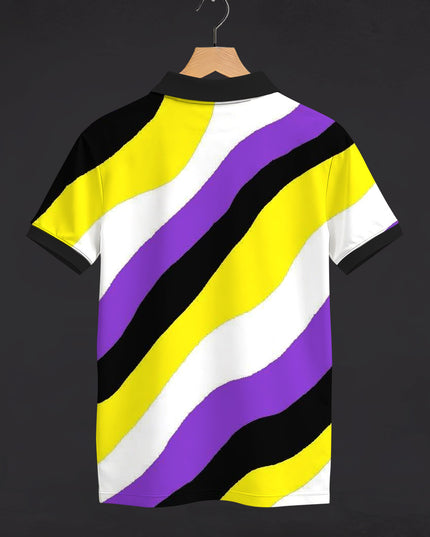 Multicolours Striped Printed Polo Tee  #PP138