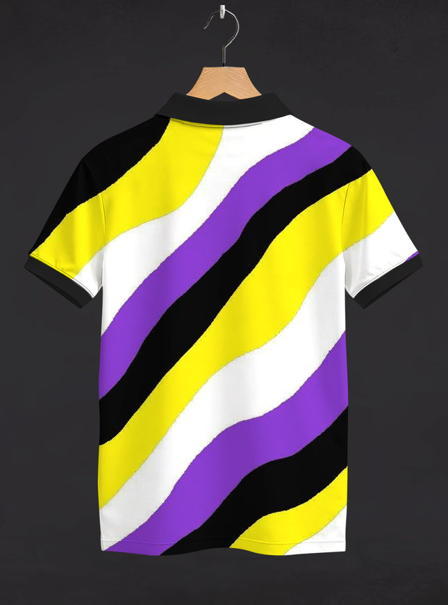 Multicolours Striped Printed Polo Tee  #PP138
