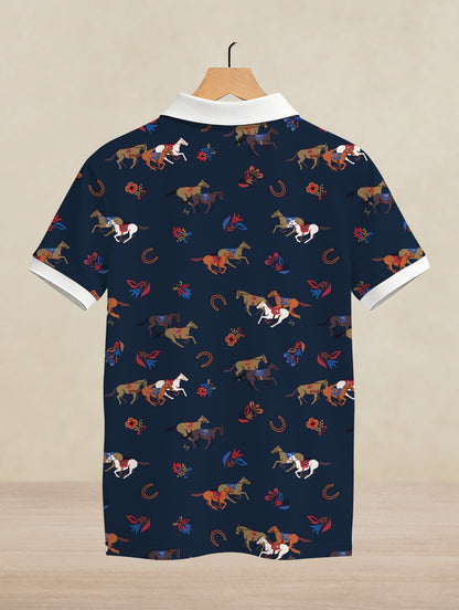 Horses Printed Polo #PP106