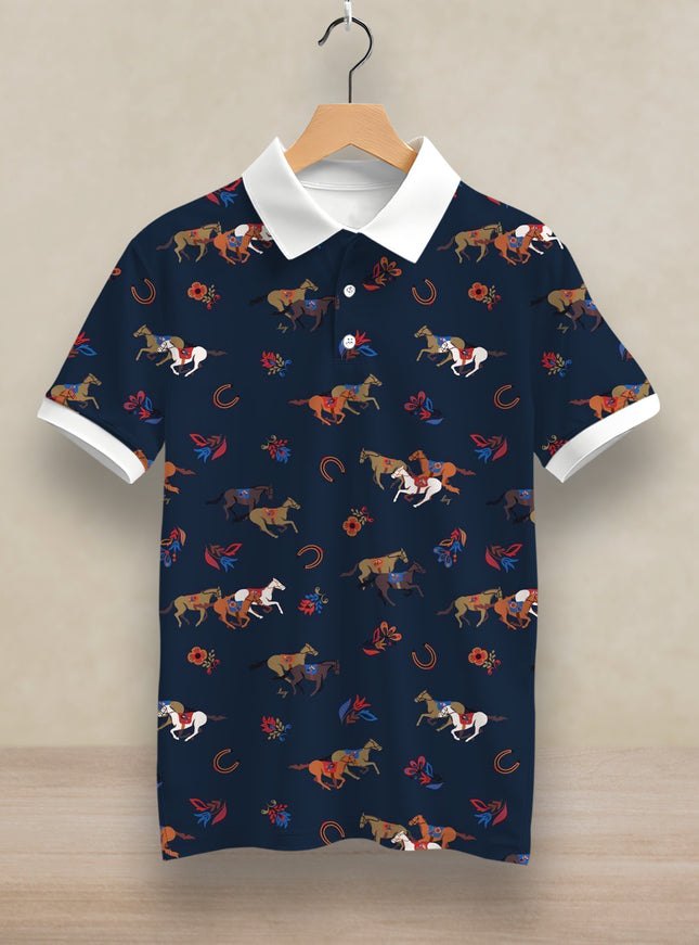 Horses Printed Polo #PP106