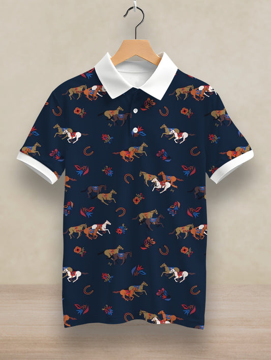 Horses Printed Polo #PP106