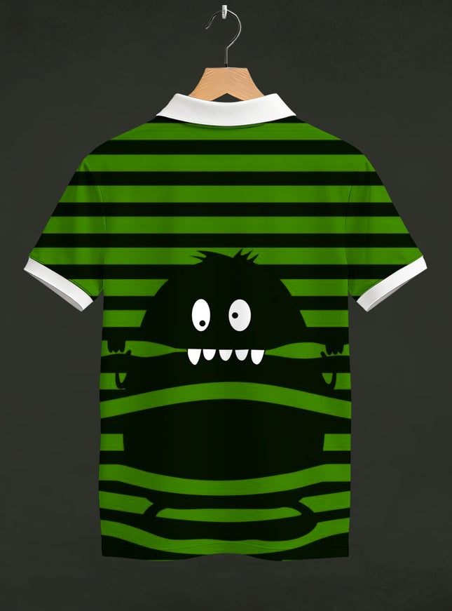 Ghost Striped Printed Polo Tee  #PP147