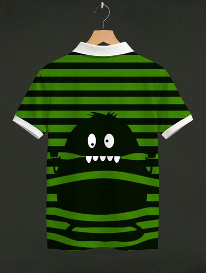 Ghost Striped Printed Polo Tee  #PP147