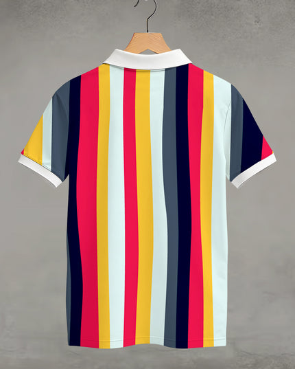Rainbow Stripe Printed Polo T-Shirt #PP181