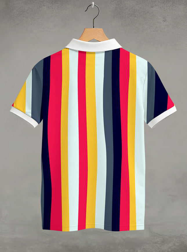 Rainbow Stripe Printed Polo T-Shirt #PP181
