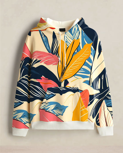 Colourful Leaves Printed Hoodie #101