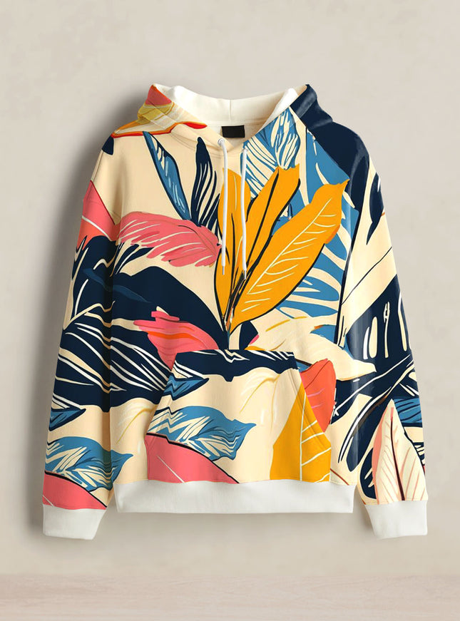 Colourful Leaves Printed Hoodie #101