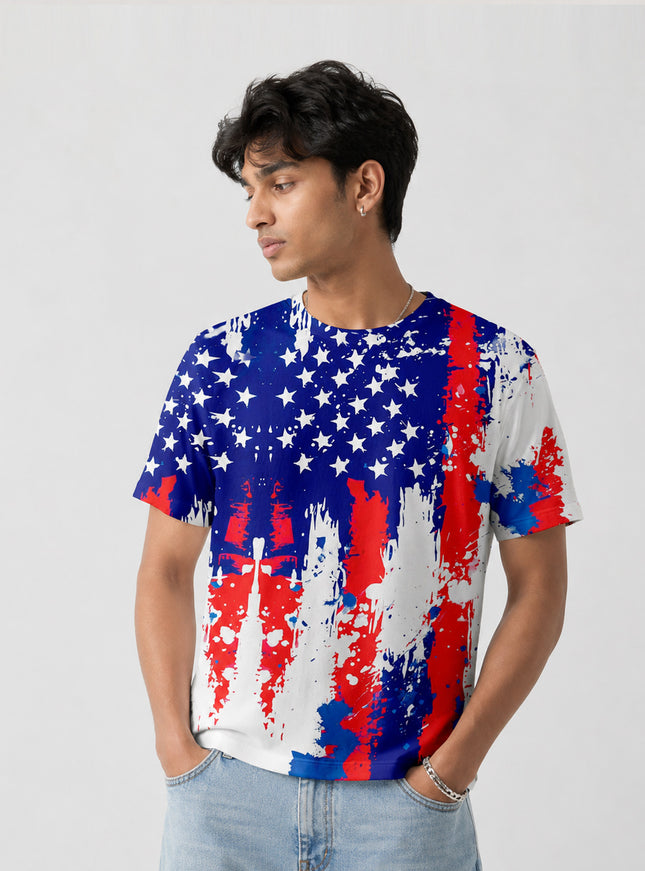US Flag Print T-Shirt #PT165