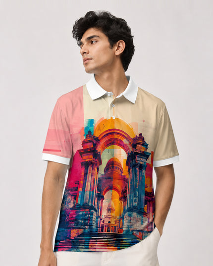 Structural Printed Polo Tee  #PP134