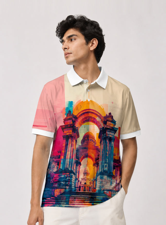 Structural Printed Polo Tee  #PP134