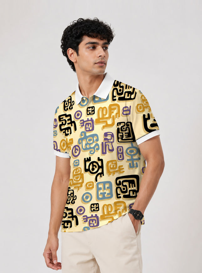 Abstract Doodle Polo T-Shirt  #PP129