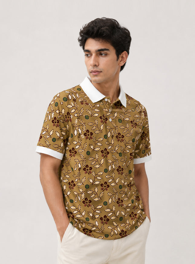 Hand Drawn Floral Printed Polo #PP111