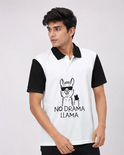 No Drama LLama Printed Polo T-Shirt #PP185