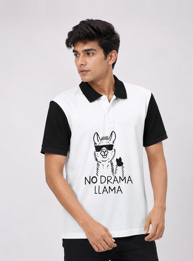 No Drama LLama Printed Polo T-Shirt #PP185