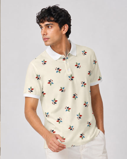 Small Leaf Pattern Printed Polo #PP110