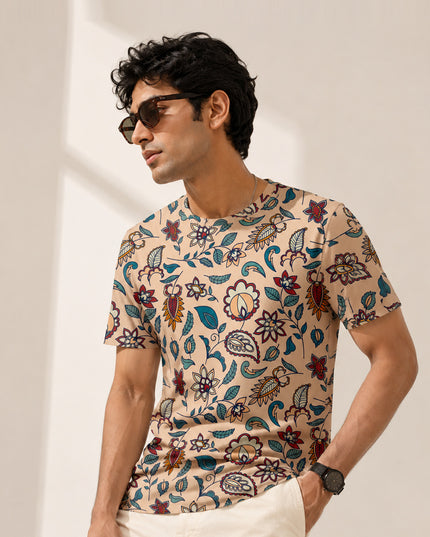Ethnic Art Flower Print T-Shirt #PT120