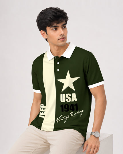 USA 1841 Printed Polo Tee  #PP131